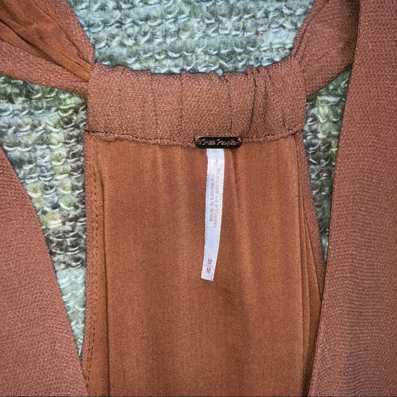 Free People Burnt Orange Draper Dreams Top - Picture 3 of 5